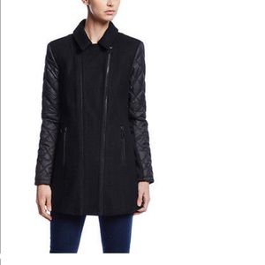 MARC NEW YORK Elena Wool Coat Size 4 Quilted Sleeves Andrew Marc Black